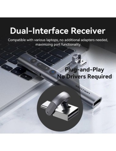 Presentador Inalámbrico Vention KQIH0/ 2.4GHz/ Gris