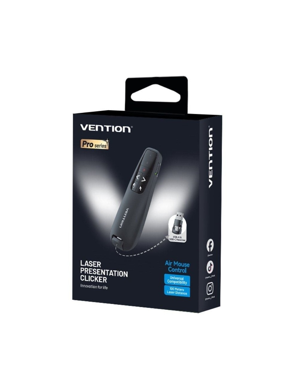 Presentador Inalámbrico Vention KQPB0/ 2.4GHz/ Negro