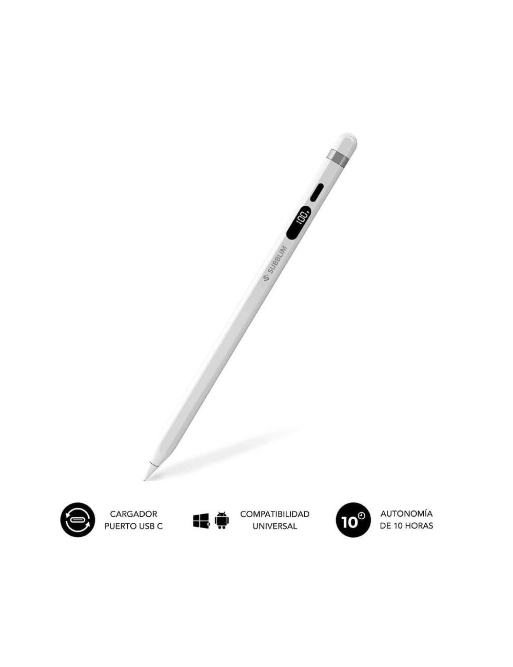 Lápiz Electrónico Subblim NoteFlow Pen para Android y Windows/ Blanco