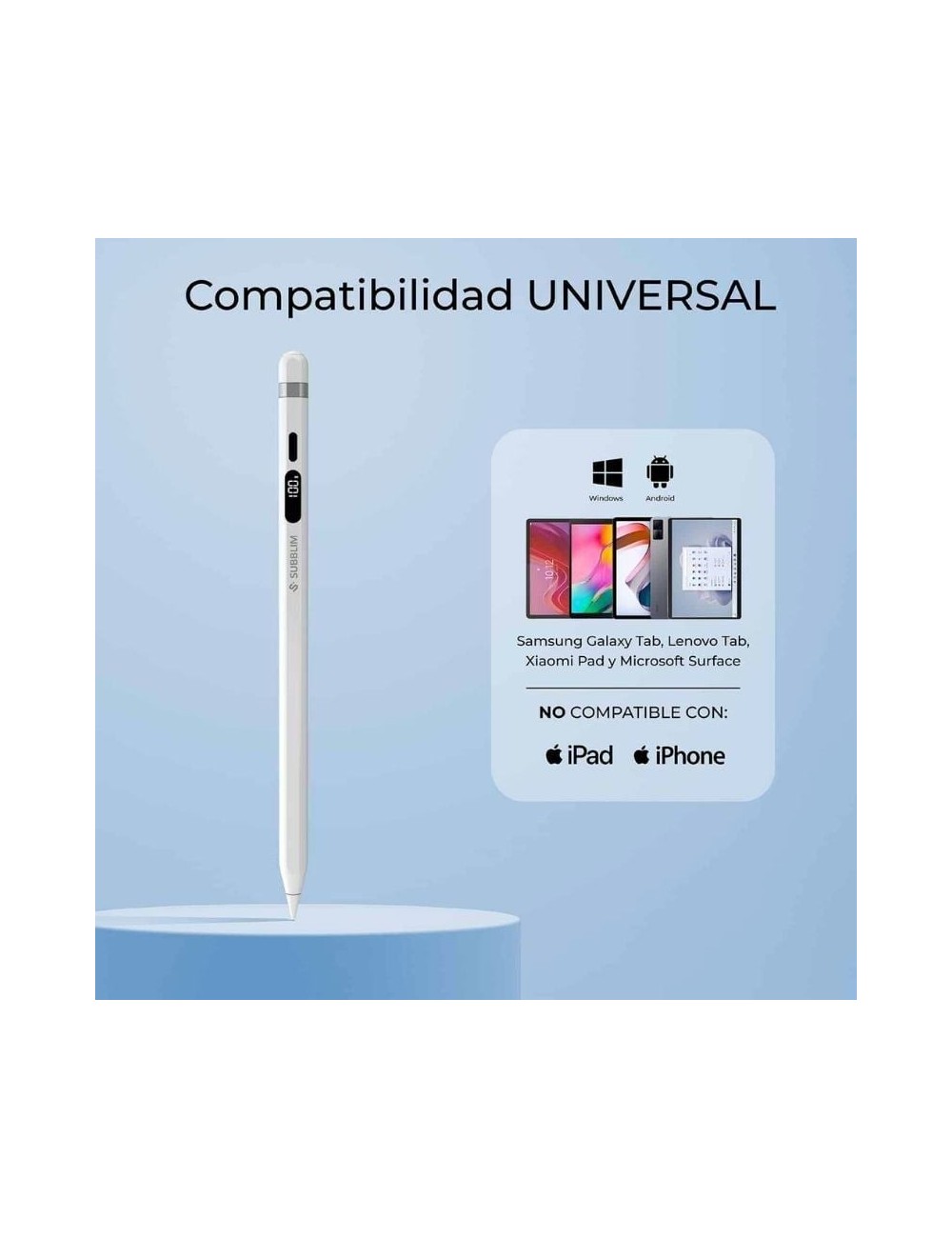 Lápiz Electrónico Subblim NoteFlow Pen para Android y Windows/ Blanco