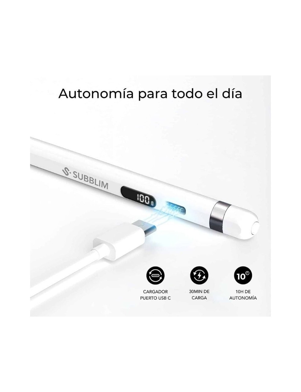 Lápiz Electrónico Subblim NoteFlow Pen para Android y Windows/ Blanco