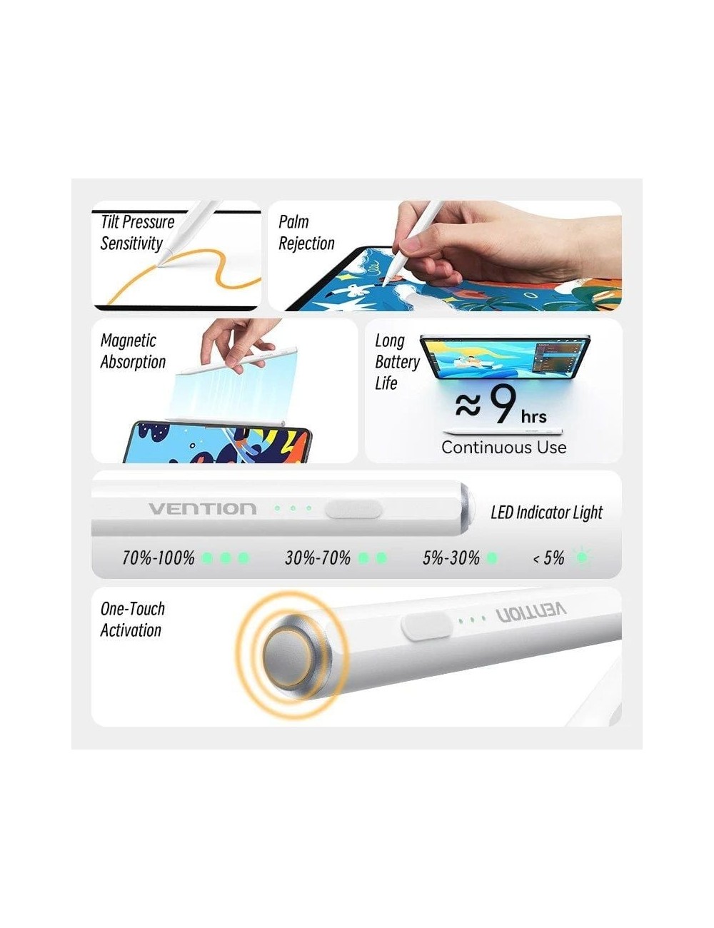Lápiz Óptico Vention KQGW0/ para Apple/ Blanco