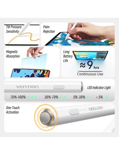 Lápiz Óptico Vention KQGW0/ para Apple/ Blanco