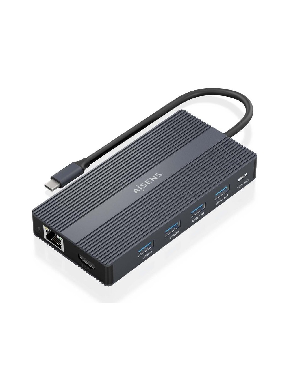Docking USB Tipo-C Aisens ASUC-12P017-GR/ 2xHDMI 4K/ 4xUSB/ 1xUSB Tipo-C/ 1xRJ45/ 1xDisplayPort/ 1xLector Tarjetas/ 1xUSB Tipo-C