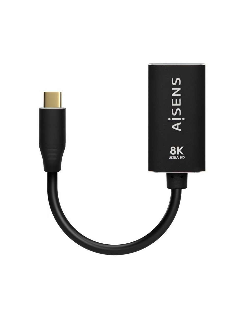 Conversor Aisens A109-0690/ USB Tipo-C Macho - DisplayPort Hembra/ Hasta 27W/ 1250Mbps/ 15cm/ Negro