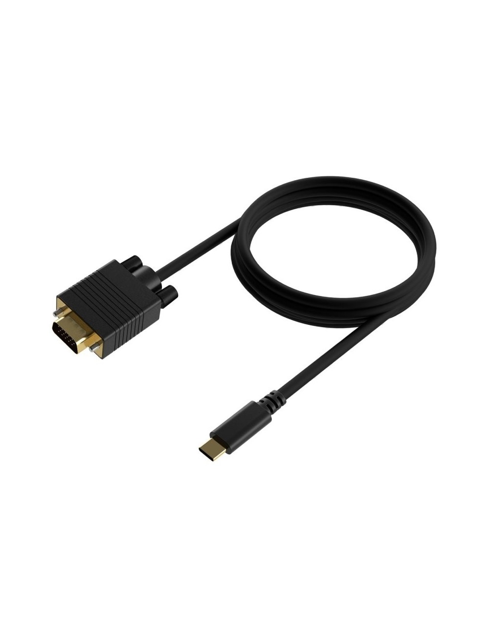 Cable Conversor Aisens A109-0693/ USB Tipo-C Macho - VGA Macho/ Hasta 27W/ 1250Mbps/ 1.8m/ Negro