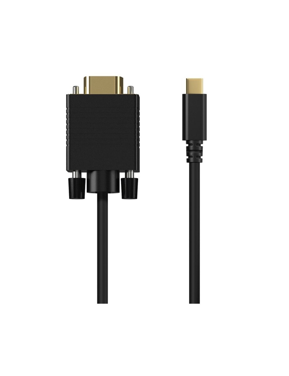 Cable Conversor Aisens A109-0693/ USB Tipo-C Macho - VGA Macho/ Hasta 27W/ 1250Mbps/ 1.8m/ Negro