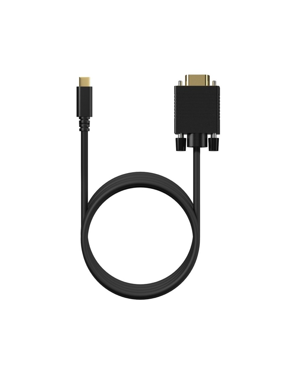 Cable Conversor Aisens A109-0693/ USB Tipo-C Macho - VGA Macho/ Hasta 27W/ 1250Mbps/ 1.8m/ Negro