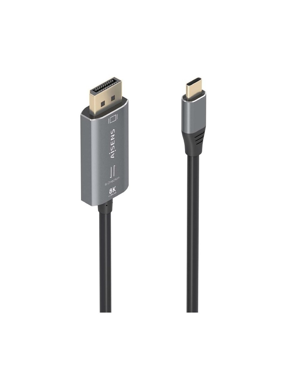 Cable Conversor Aisens A109-0880/ USB Tipo-C Macho - DisplayPort Macho/ 1.8m/ Negro