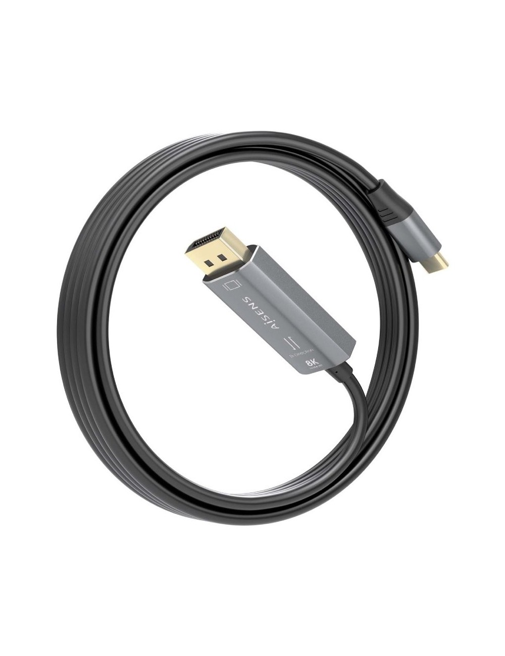 Cable Conversor Aisens A109-0880/ USB Tipo-C Macho - DisplayPort Macho/ 1.8m/ Negro