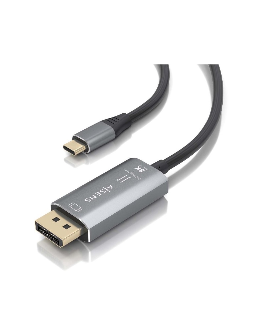 Cable Conversor Aisens A109-0880/ USB Tipo-C Macho - DisplayPort Macho/ 1.8m/ Negro