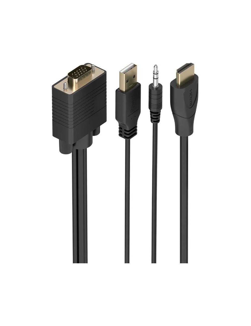 Cable Conversor Aisens A122-1014 SVGA Macho - USB Macho - Jack Macho/ HDMI Macho/ 1.5m/ Negro
