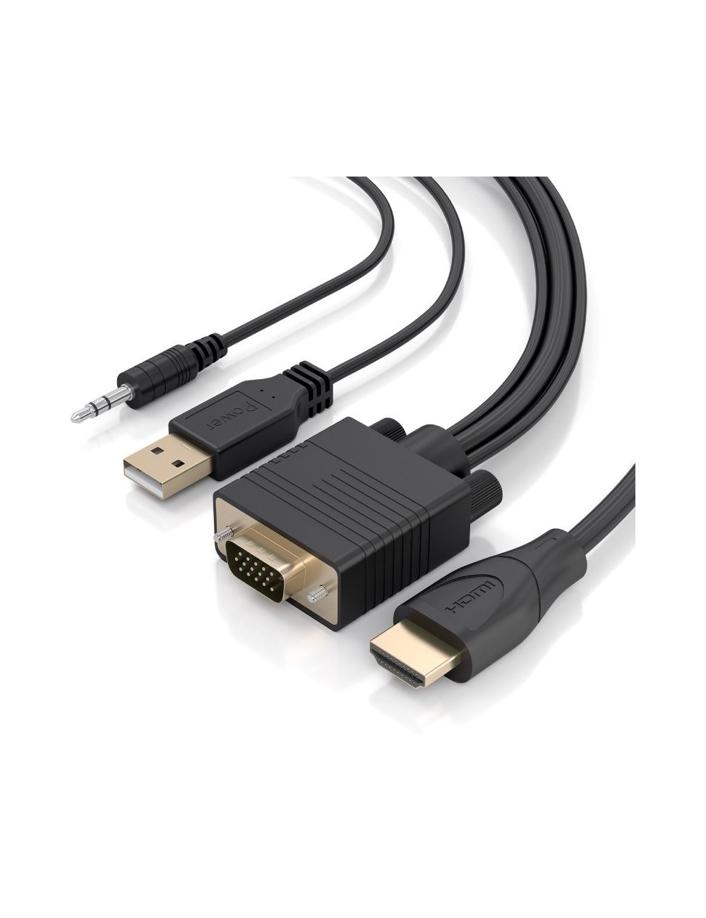 Cable Conversor Aisens A122-1014 SVGA Macho - USB Macho - Jack Macho/ HDMI Macho/ 1.5m/ Negro