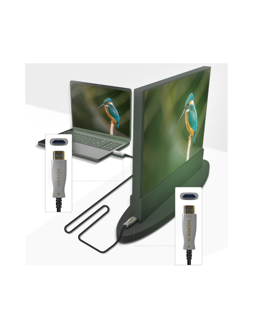 Cable HDMI 2.0 AOC 4K Aisens A148-0698/ HDMI Macho - HDMI Macho/ 100m/ Negro