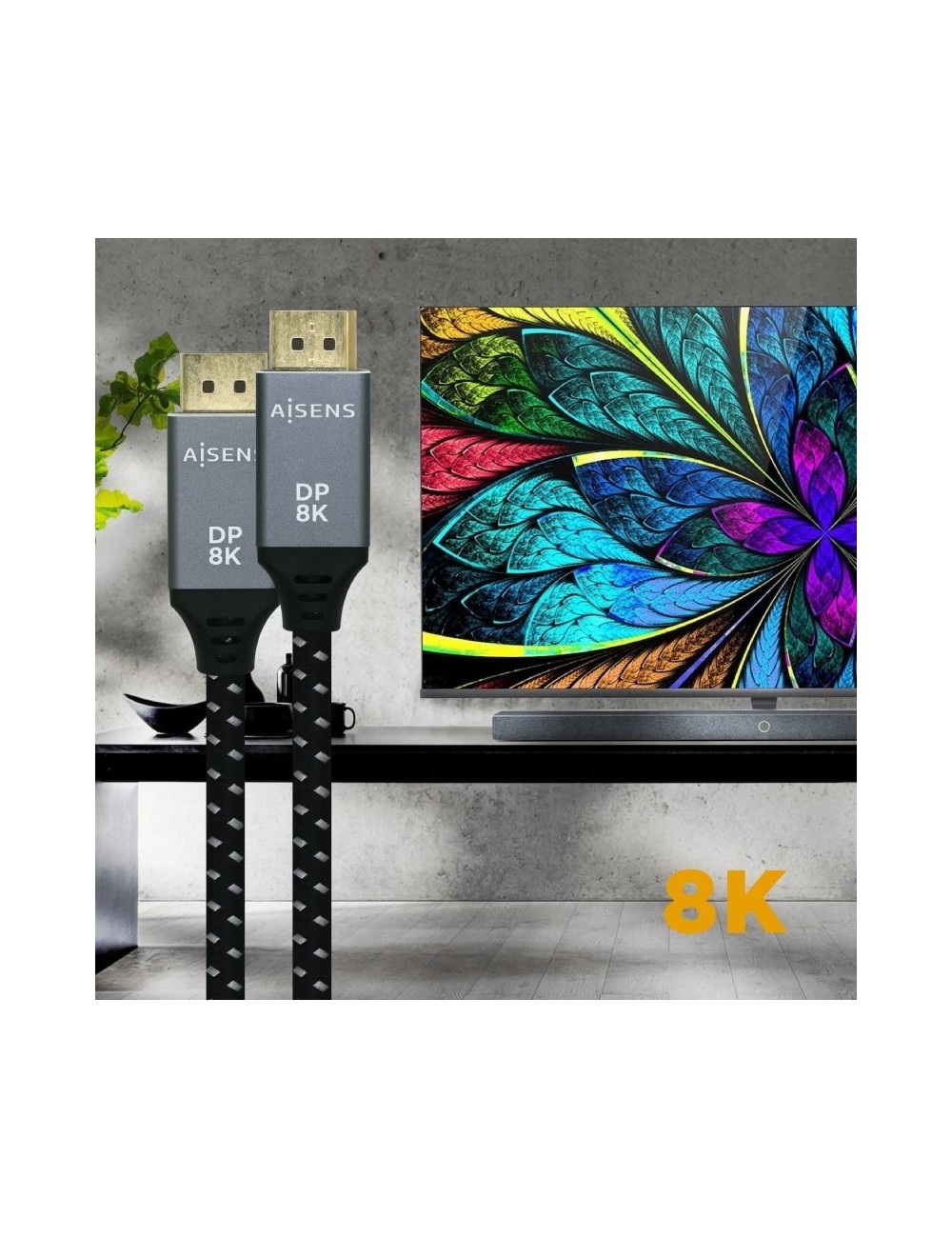 Cable DisplayPort 1.4 8K Aisens A149-0435/ DisplayPort Macho - DisplayPort Macho/ 1m/ Negro Gris