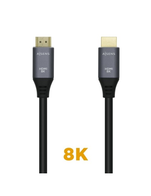 Cable HDMI 2.1 8K Aisens A150-0426/ HDMI Macho - HDMI Macho/ 1m/ Gris Negro