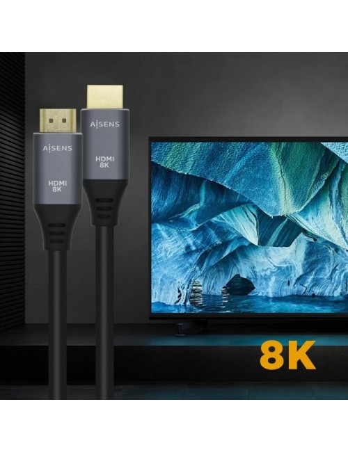 Cable HDMI 2.1 8K Aisens A150-0426/ HDMI Macho - HDMI Macho/ 1m/ Gris Negro