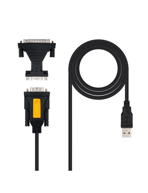 ADAPTADOR NANOCABLE-USB A SERIE-TIPO A M-RS32 DB9M   DB25 M-1.8M(10.03002)