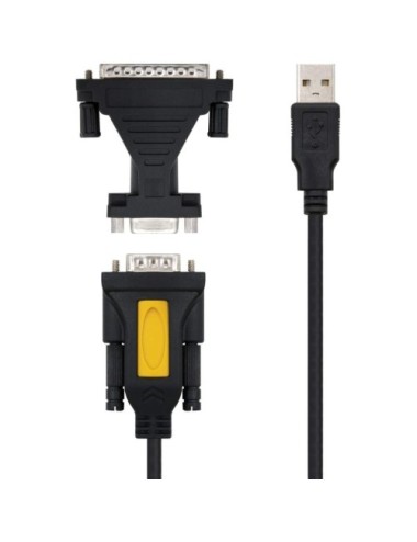 ADAPTADOR NANOCABLE-USB A SERIE-TIPO A M-RS32 DB9M   DB25 M-1.8M(10.03002)