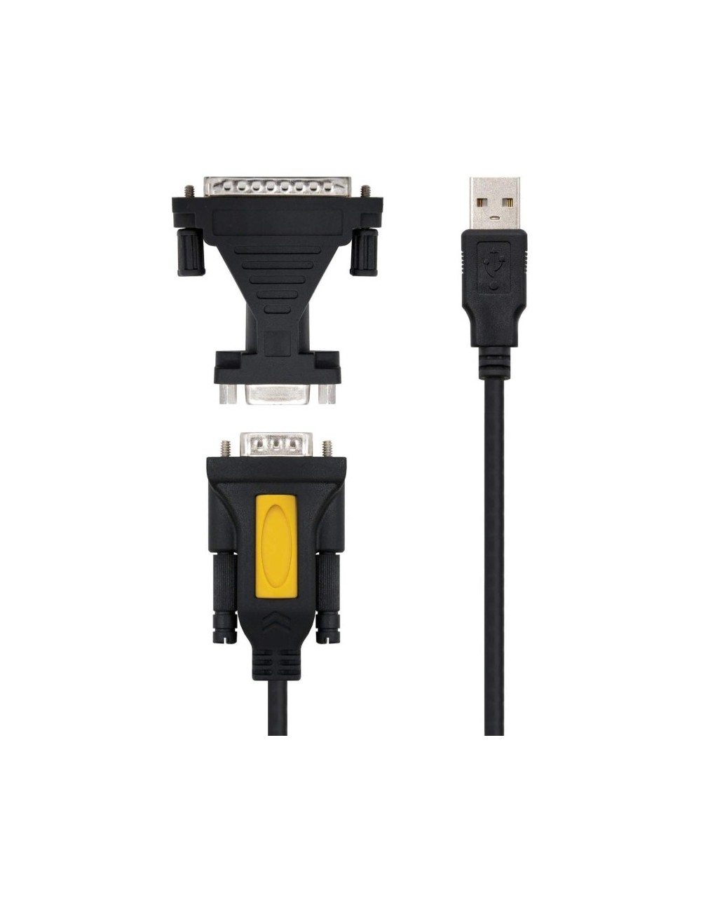 ADAPTADOR NANOCABLE-USB A SERIE-TIPO A M-RS32 DB9M   DB25 M-1.8M(10.03002)