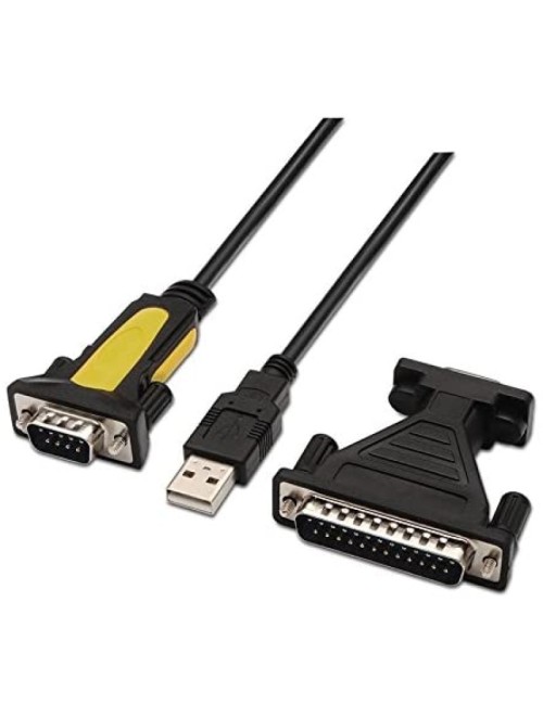 ADAPTADOR NANOCABLE-USB A SERIE-TIPO A M-RS32 DB9M   DB25 M-1.8M(10.03002)