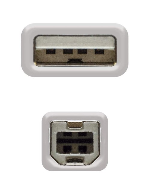 Cable USB 2.0 Impresora Nanocable 10.01.0103/ USB Tipo-B Macho - USB Macho/ 1.8m/ Beige