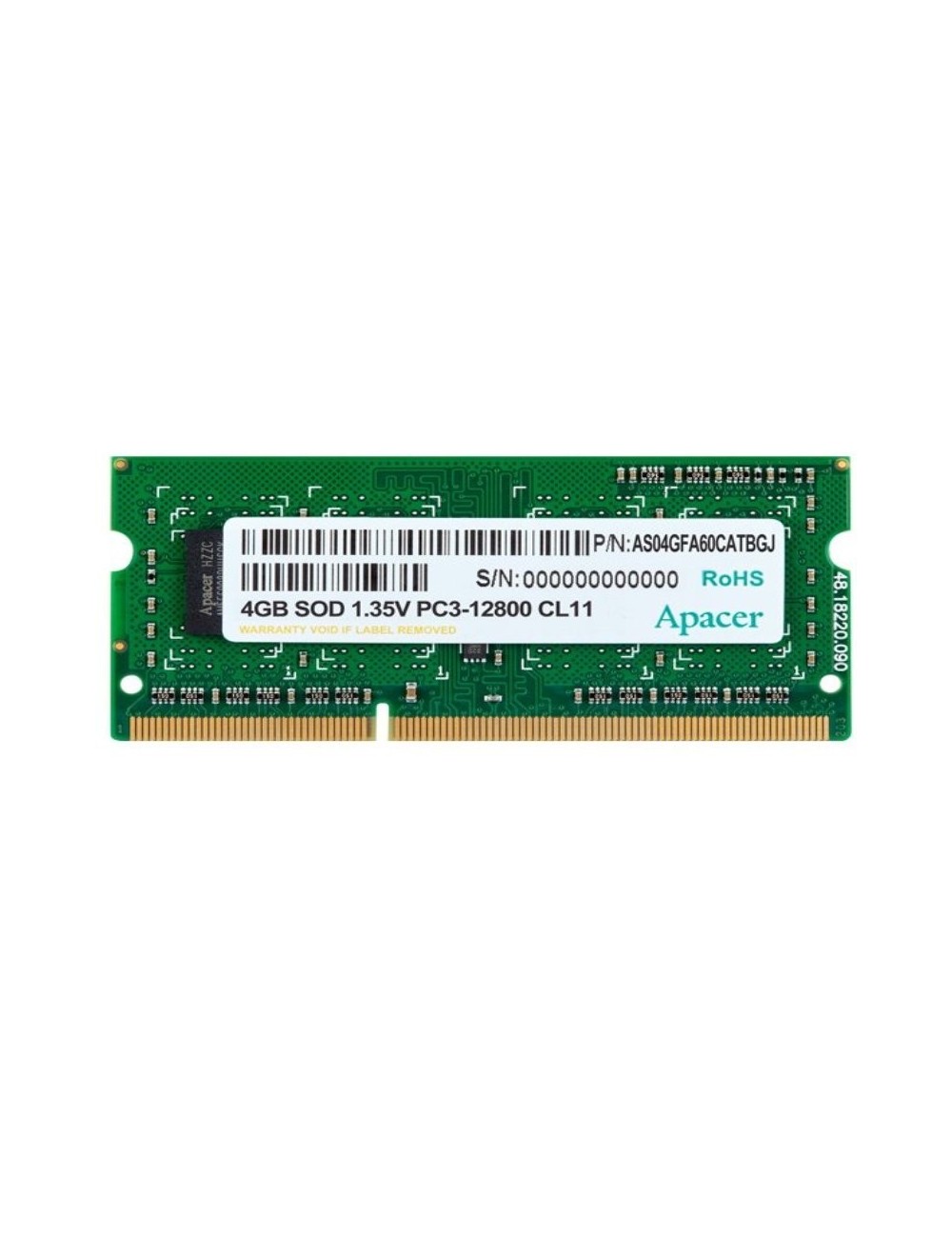 Memoria RAM Apacer DV.04G2K.KAM 4GB/ DDR3L/ 1600MHz/ 1.35V/ SODIMM