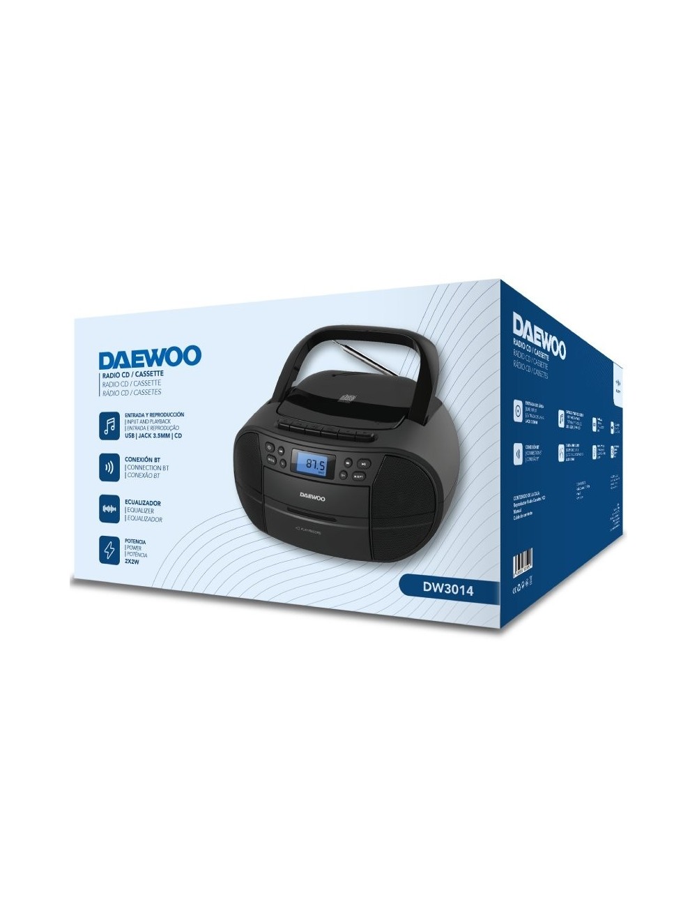 Radio CD Daewoo DW3014/ 4W/ a Pilas/ con Cable/ Negro