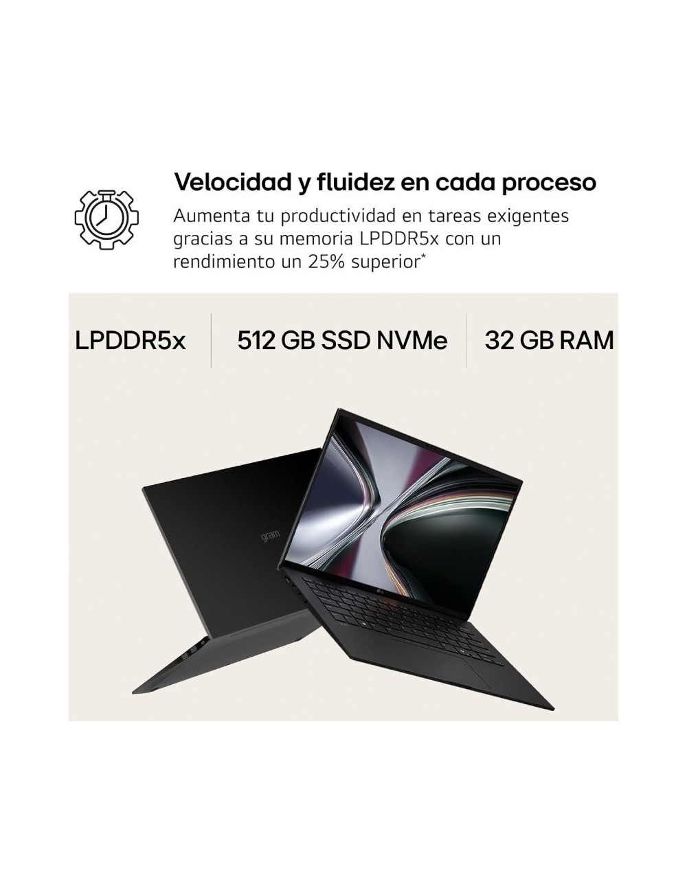 Portátil LG Gram 14Z95U-G.AU85BN Ryzen AI 7 450/ 32GB/ 512GB SSD/ 14'/ Win11