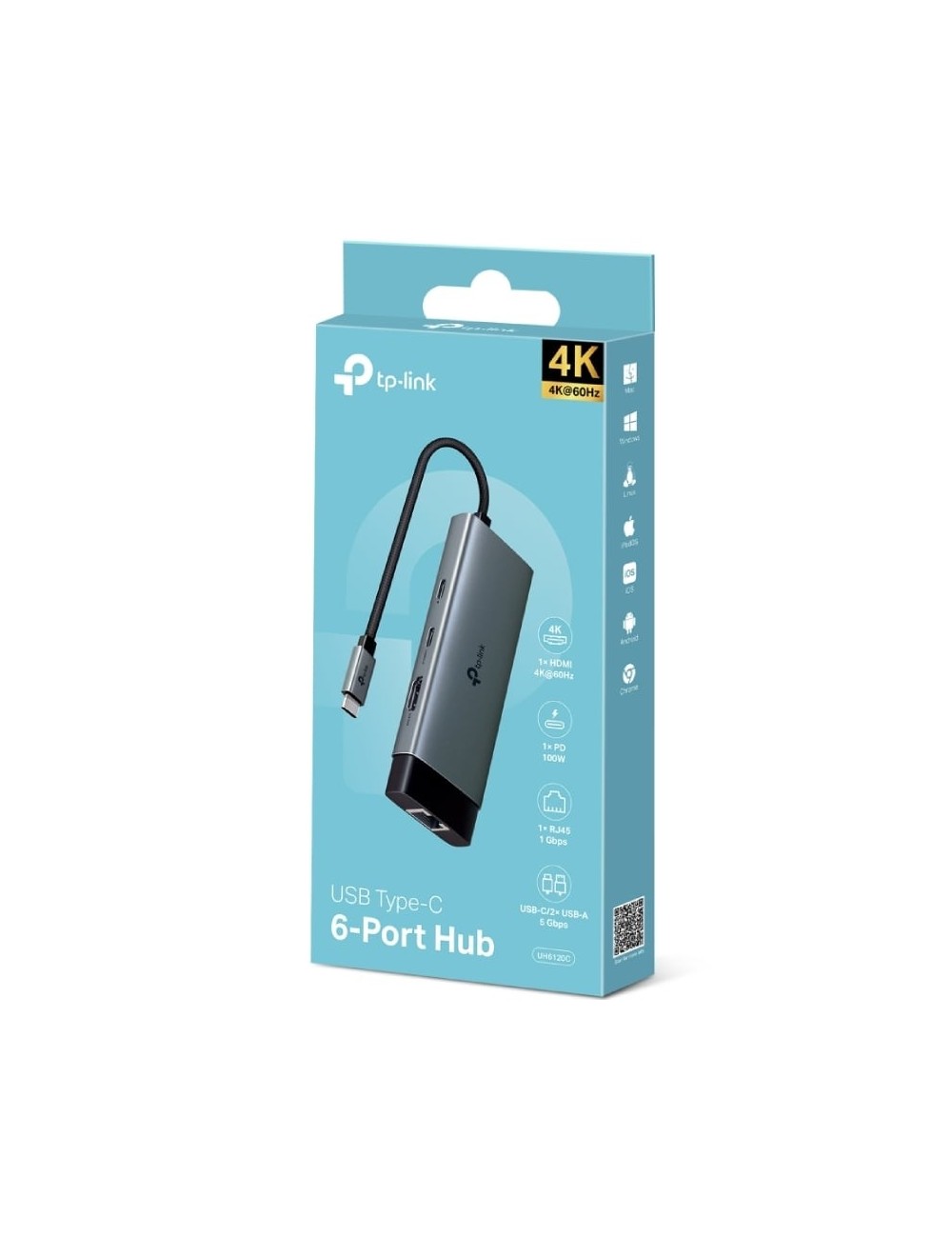 Docking USB Tipo-C TP-Link UH6120C/ 1xUSB Tipo-C/ 2xUSB/ 1xHDMI 4K/ 1xRJ45/ 1xUSB Tipo-C PD/ Gris