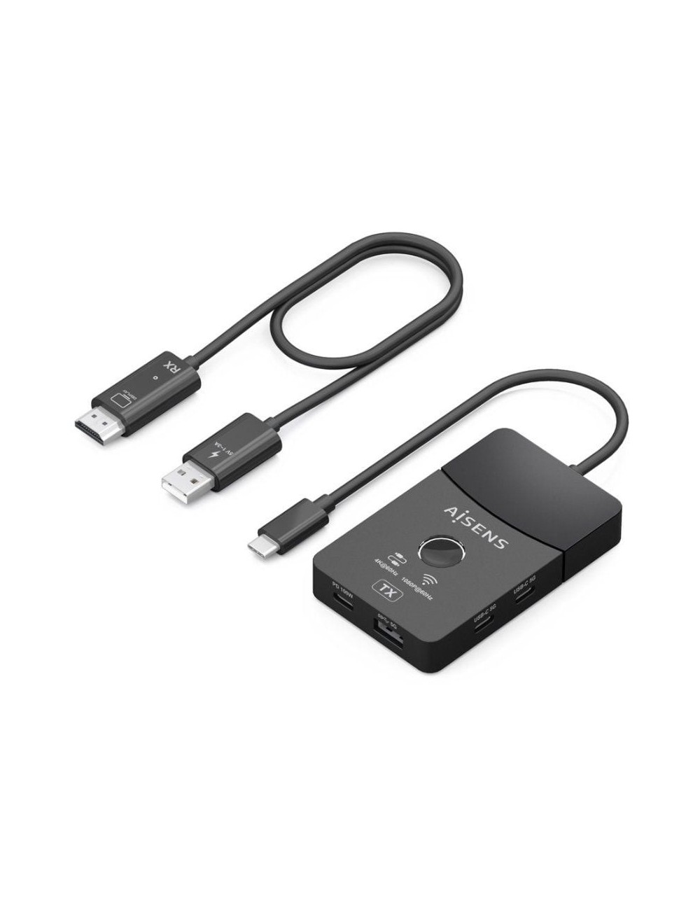 Adaptador/Transmisor de vídeo inalámbrico USB Tipo-C - HDMI Aisens ASWL-H2KDC30M05-BK/ 100W