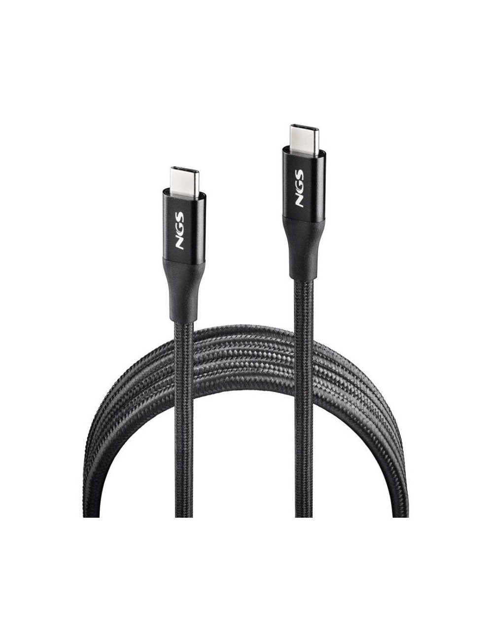 Cable USB 4.0 Tipo-C NGS KNOT/ USB Tipo-C Macho - USB Tipo-C Macho/ Hasta 240W/ 40Gbps/ 2m/ Negro