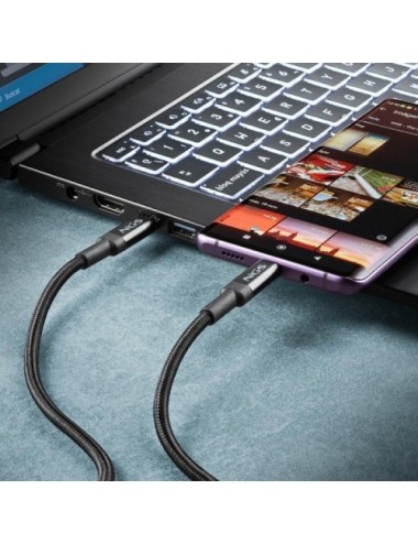 Cable USB 4.0 Tipo-C NGS KNOT/ USB Tipo-C Macho - USB Tipo-C Macho/ Hasta 240W/ 40Gbps/ 2m/ Negro