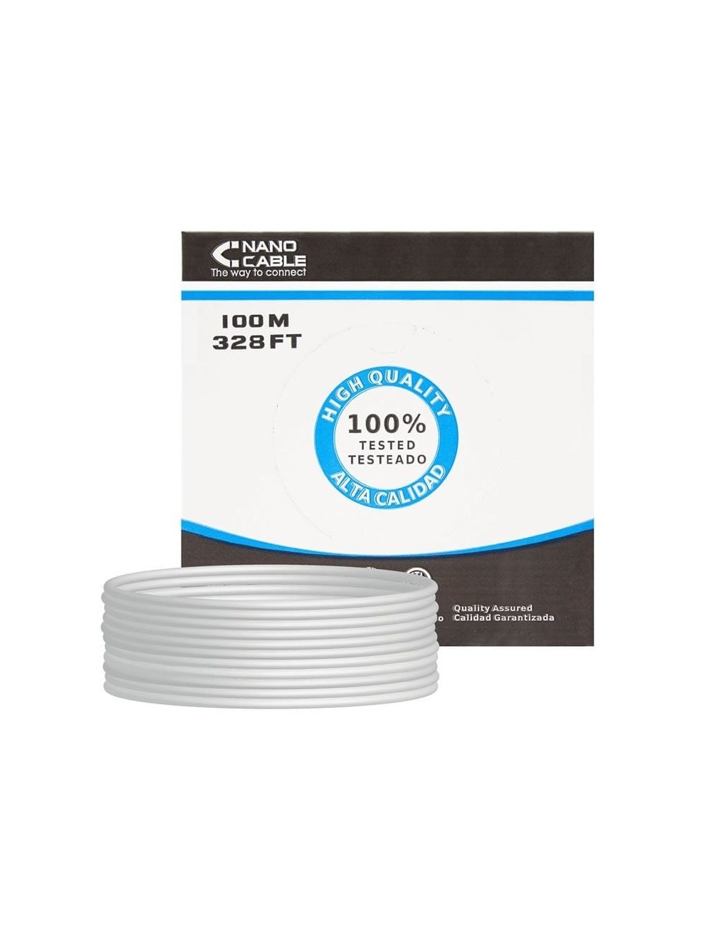 Bobina de Cable RJ45 UTP Nanocable 10.20.0302 Cat.5e/ 100m/ Gris