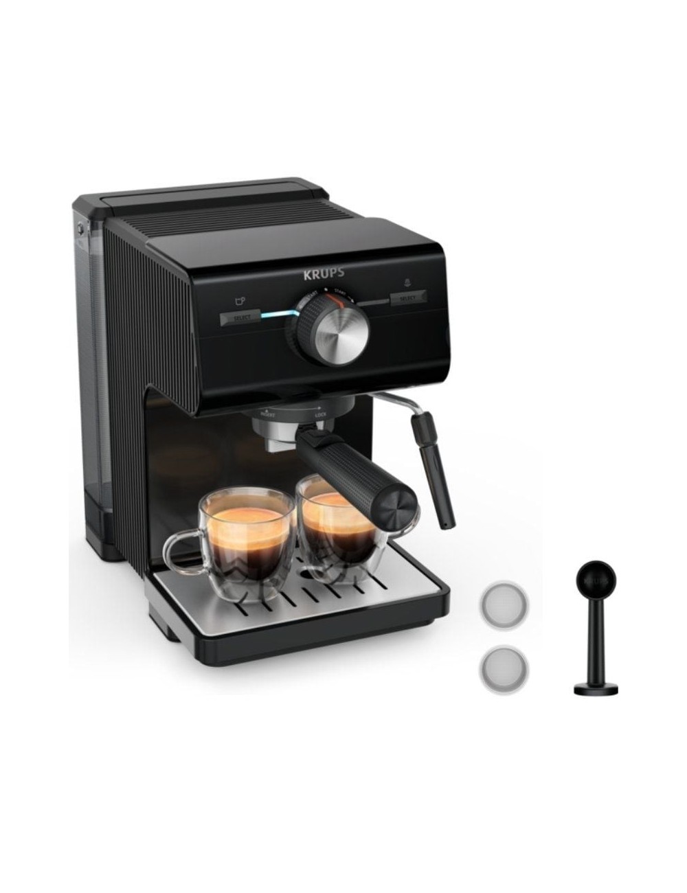 Cafetera Expreso Krups Authentic XP381810/ 1140W/ 15 Bares/ Negra