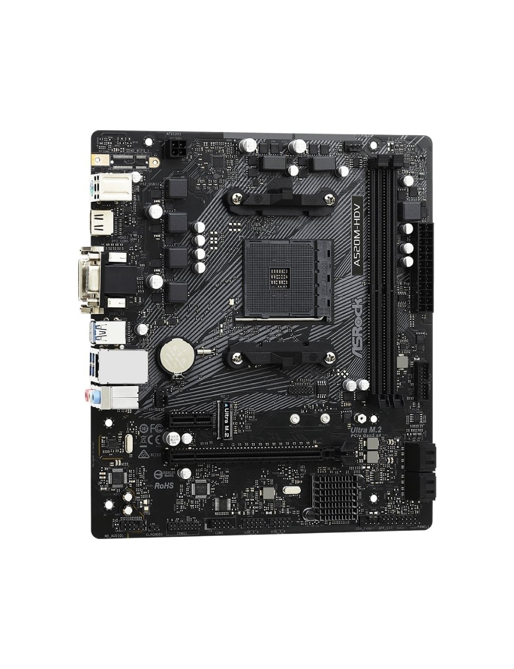 Placa Base Asrock A520M-HDV/ DDR4/ PCIe 3.0/ Socket AM4/ Micro ATX