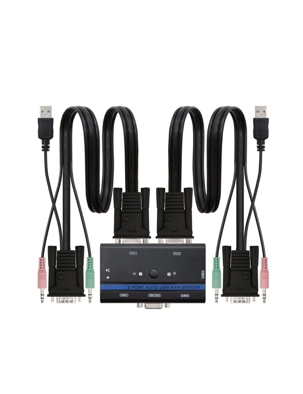 KVM Switch Nanocable 10.12.0001/ PC - CPU: 2 VGA + 2 USB + 4 JACK 3.5 / CONSOLA: 2 USB + VGA + 2 JACK 2.5/ 1.4m