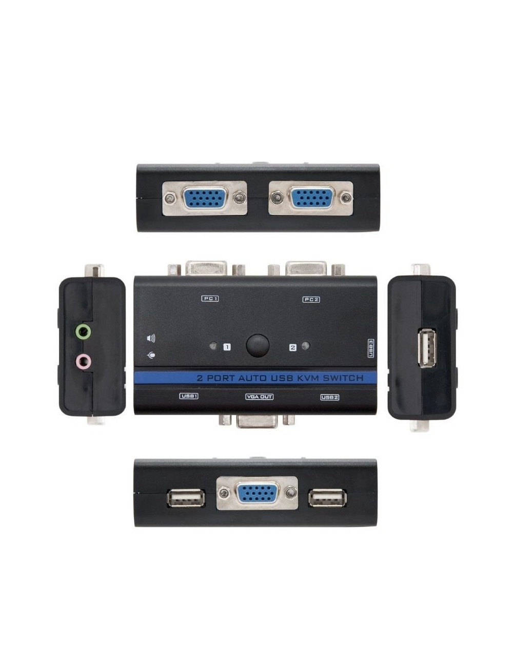 KVM Switch Nanocable 10.12.0001/ PC - CPU: 2 VGA + 2 USB + 4 JACK 3.5 / CONSOLA: 2 USB + VGA + 2 JACK 2.5/ 1.4m