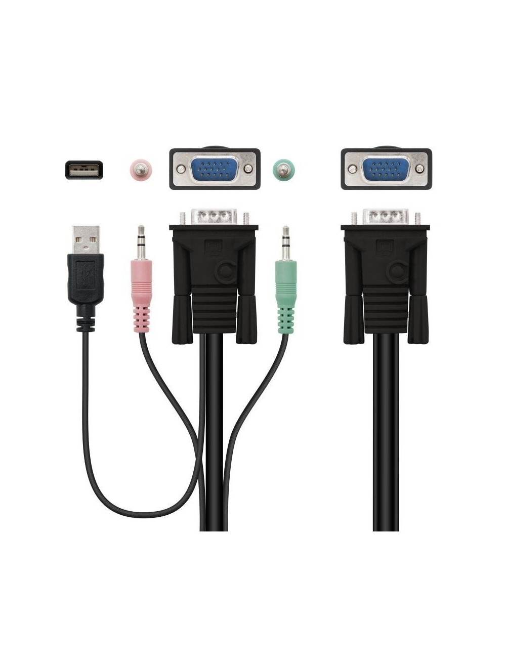 KVM Switch Nanocable 10.12.0001/ PC - CPU: 2 VGA + 2 USB + 4 JACK 3.5 / CONSOLA: 2 USB + VGA + 2 JACK 2.5/ 1.4m