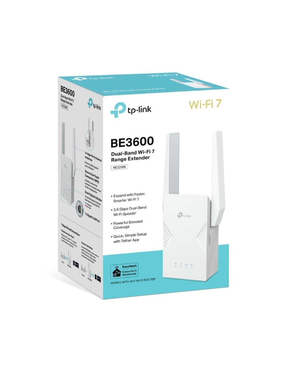 Repetidor/ AP Inalámbrico TP-Link RE225BE 3600Mbps/ WiFi 7/ 2 Antenas