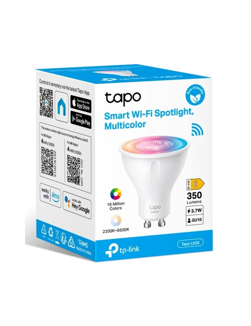 Bombilla Inteligente TP-Link Tapo L630/ Casquillo GU10 / 3.7W/ 350 Lúmenes/ 2200 - 6500K
