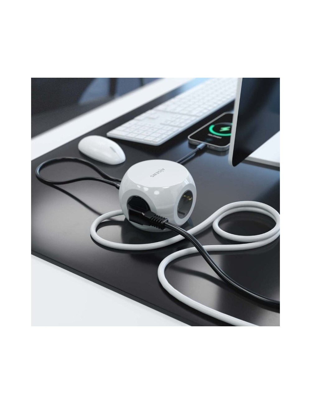 Regleta con Interruptor Aisens ASPS-2A2C04-W/ 3 Tomas de Corriente/ 2 USB Tipo-C/ 2 USB/ Cable 1.4m/ Blanco