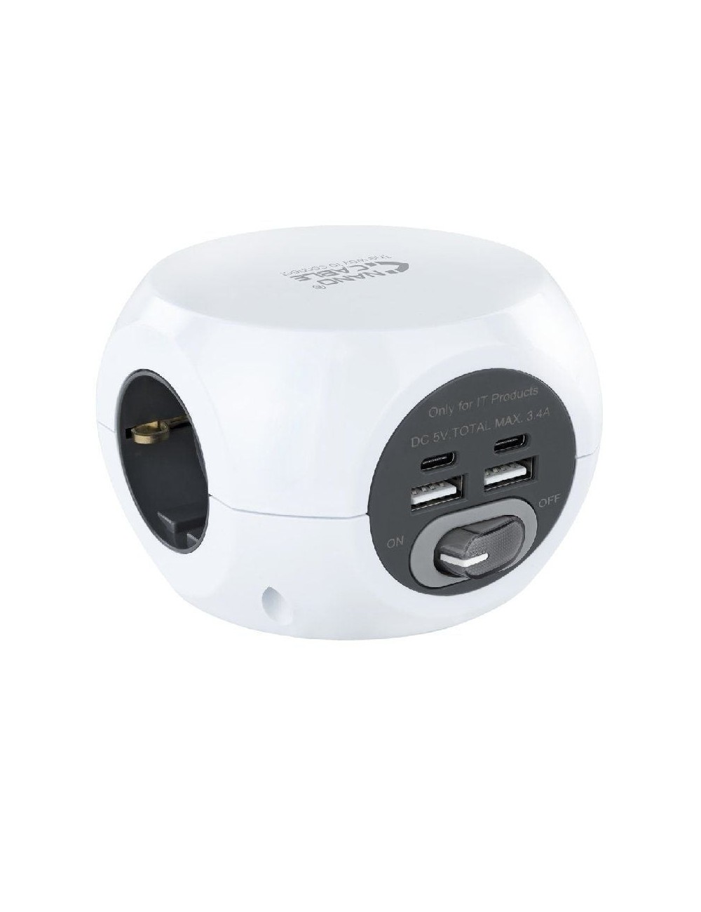 Regleta Nanocable 10.37.0001/ 3 Tomas de corriente/ 2 USB - 2 USB Tipo-C/ Cable 1.4m/ Blanca