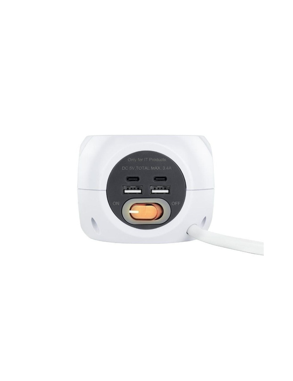 Regleta Nanocable 10.37.0001/ 3 Tomas de corriente/ 2 USB - 2 USB Tipo-C/ Cable 1.4m/ Blanca