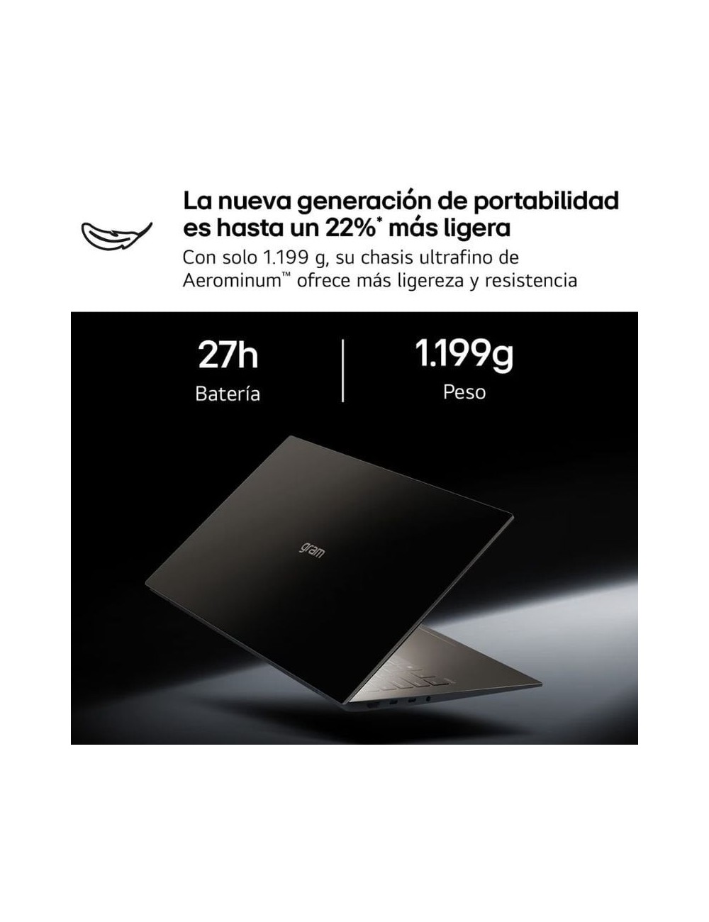 Portátil LG Gram Pro 16Z90U-K.AUB5BN Intel Core Ultra X7-358H/ 32GB/ 512GB SSD/ 16'/ Win11