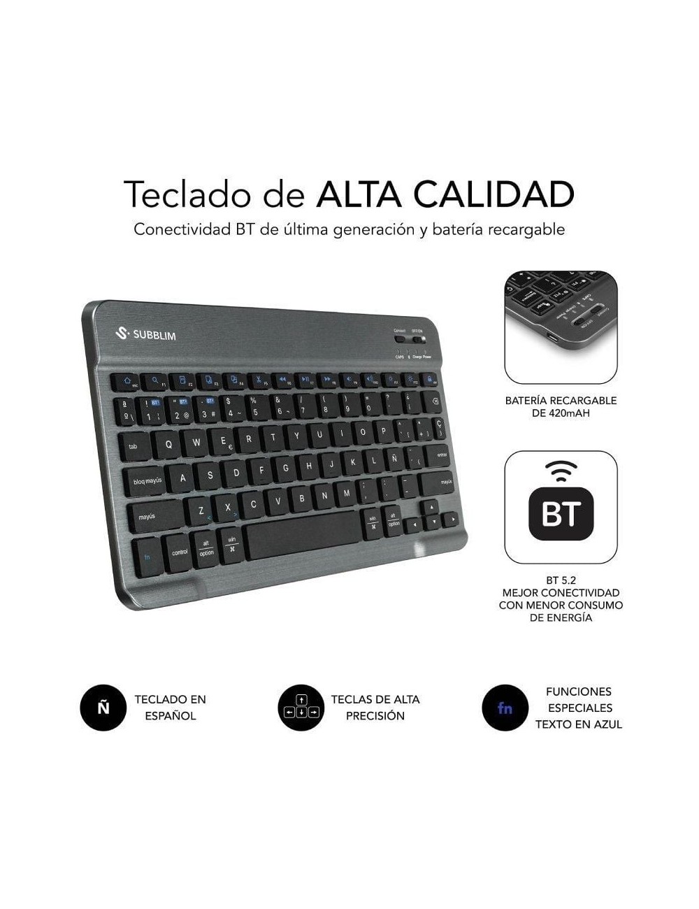 Funda con Teclado Subblim KeyTab Pro BT para Tablets Samsung Galaxy A11+/ Negra
