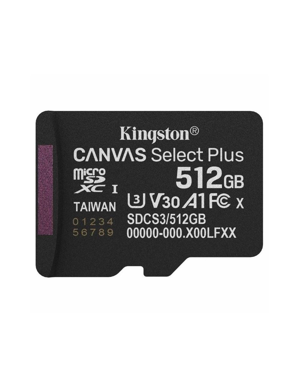 Tarjeta de Memoria Kingston CANVAS Select Plus 512GB microSD XC/ Clase 10/ 150MBs