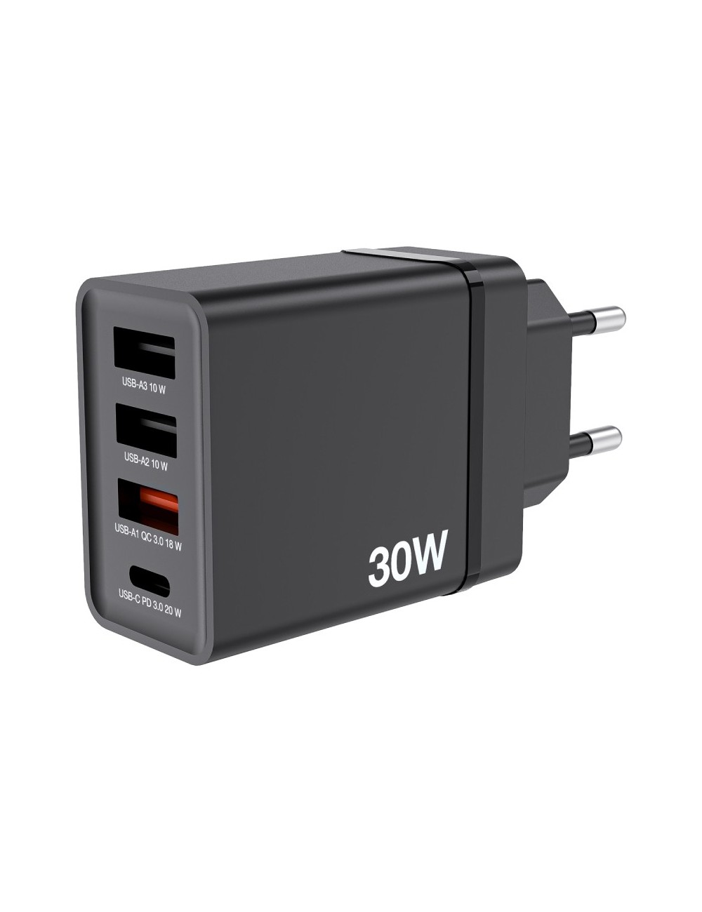 Cargador de Pared GaN Verbatim CHR-30EU/ 1xUSB Tipo-C/ 3xUSB/ 30W