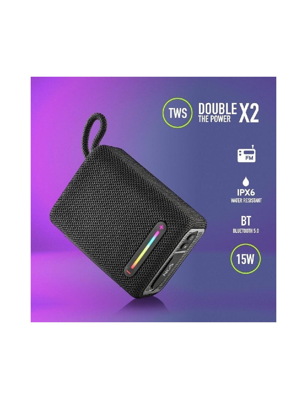 Altavoz con Bluetooth NGS Roller Furia 1/ 15W/ 2.0/ Negro