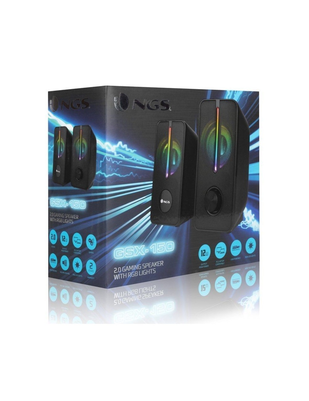 Altavoces NGS GSX-150/ 12W/ 2.0/ Negros